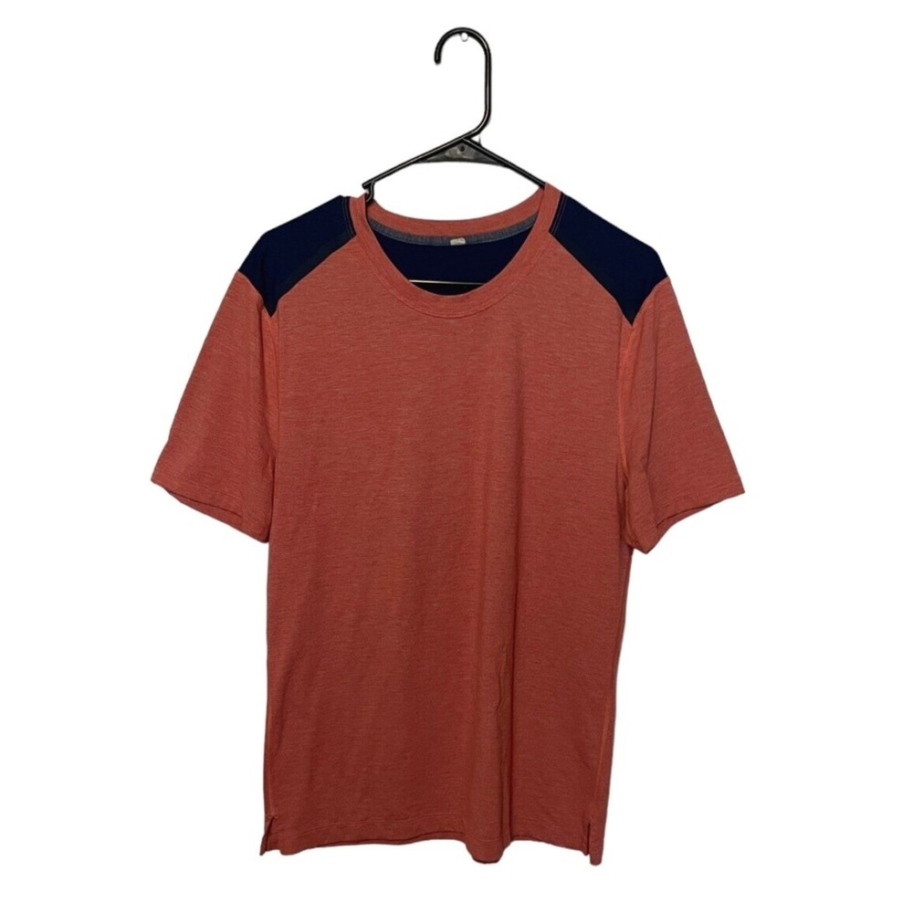 Lululemon Train and Gain Shirt Mens Medium Red Blue Performance Tech Workout